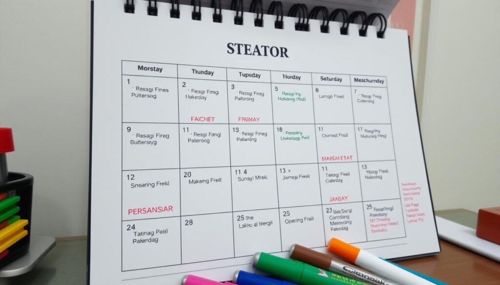 Kalender dengan jadwal pengukuran berkala untuk evaluasi progres latihan