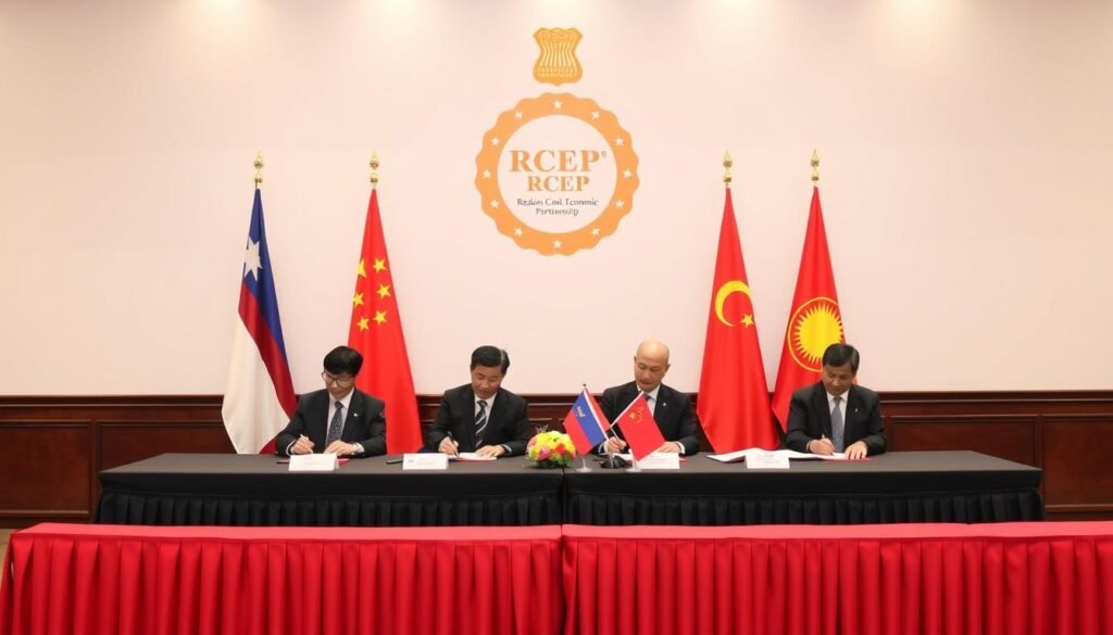Penandatanganan perjanjian RCEP yang didukung Cina oleh negara-negara ASEAN Penandatanganan perjanjian RCEP yang didukung Cina oleh negara-negara ASEAN
