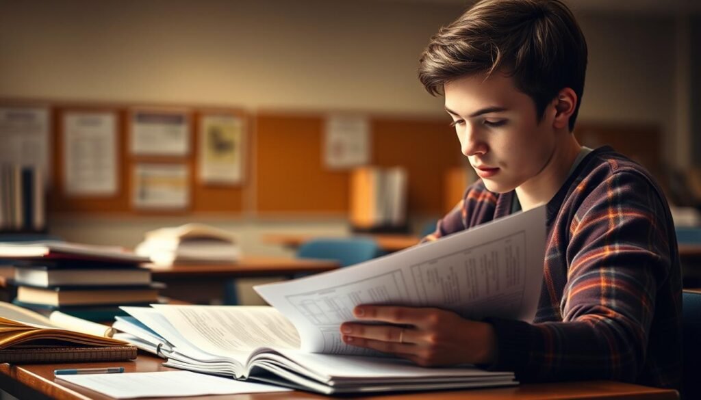 A classroom setting with a student intently studying from a stack of papers, surrounded by various learning materials such as textbooks, notebooks, and stationery. The lighting is warm and focused, creating a contemplative atmosphere. The student's expression conveys deep concentration as they engage with the example problems before them. The background is slightly blurred, allowing the focal point to be the student's dedicated study session, reflecting the importance of practicing sample questions to effectively prepare for the semester exam. A classroom setting with a student intently studying from a stack of papers, surrounded by various learning materials such as textbooks, notebooks, and stationery. The lighting is warm and focused, creating a contemplative atmosphere. The student's expression conveys deep concentration as they engage with the example problems before them. The background is slightly blurred, allowing the focal point to be the student's dedicated study session, reflecting the importance of practicing sample questions to effectively prepare for the semester exam.